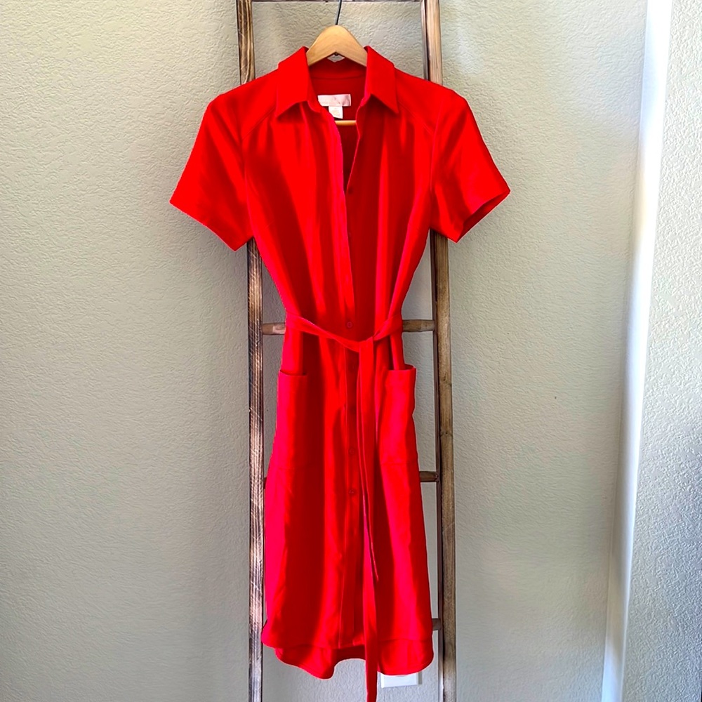 Red Shirt Dress w/ pockets!